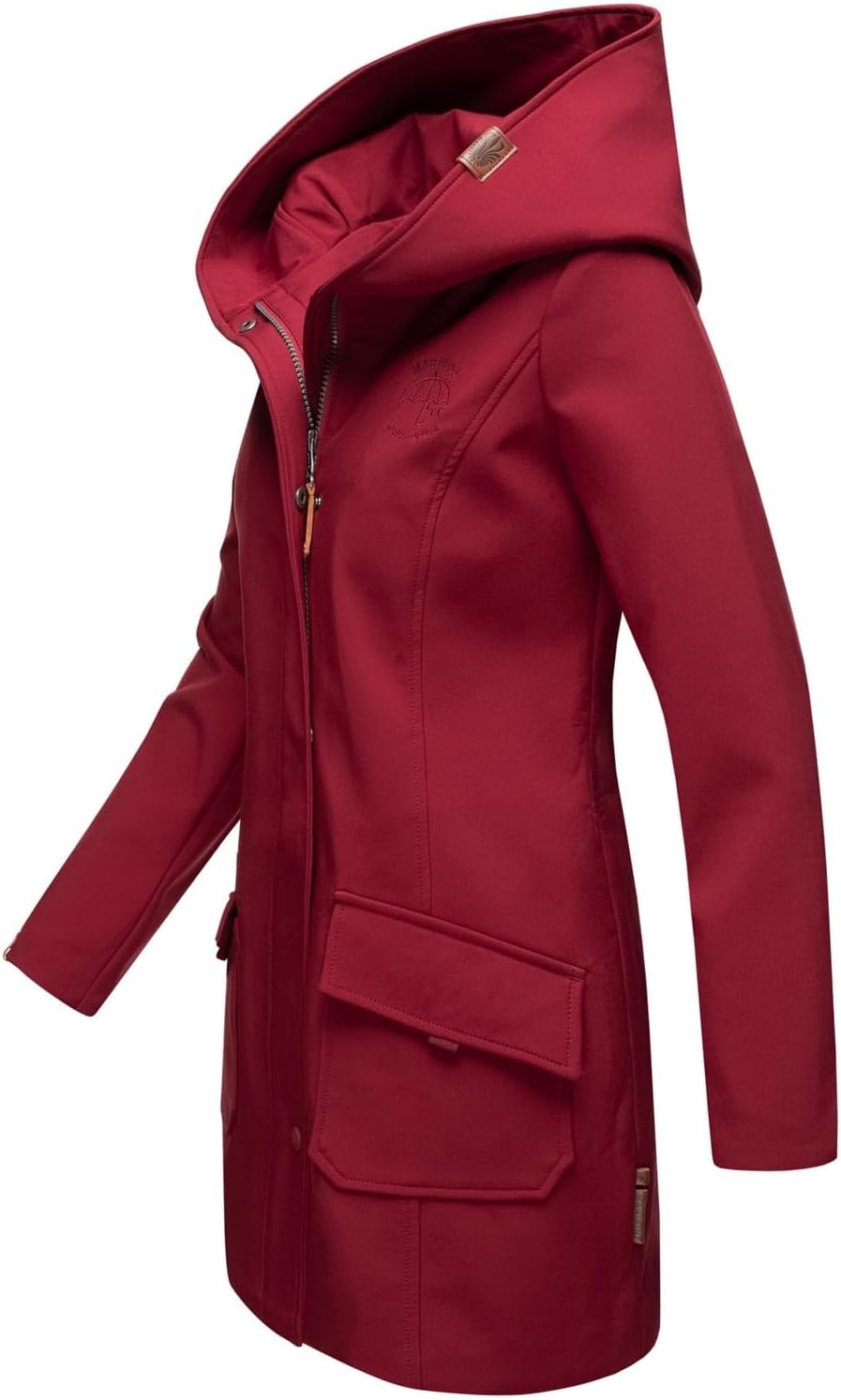 MARIKOO Damen Softshell Jacke Winterjacke wasserabweisend Outdoor lang B856 XS Bordeaux, XS Bordeaux