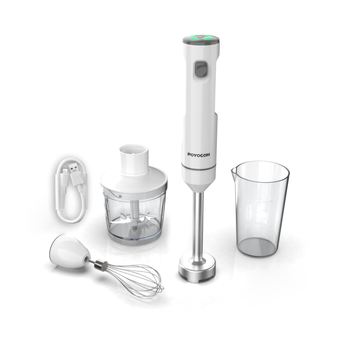 POYOCOM Kabelloser Stabmixer, Akku-Stabmixer mit TYP-C-Kabel, 500 ml Zerkleinererer, 600 ml Gefäss,