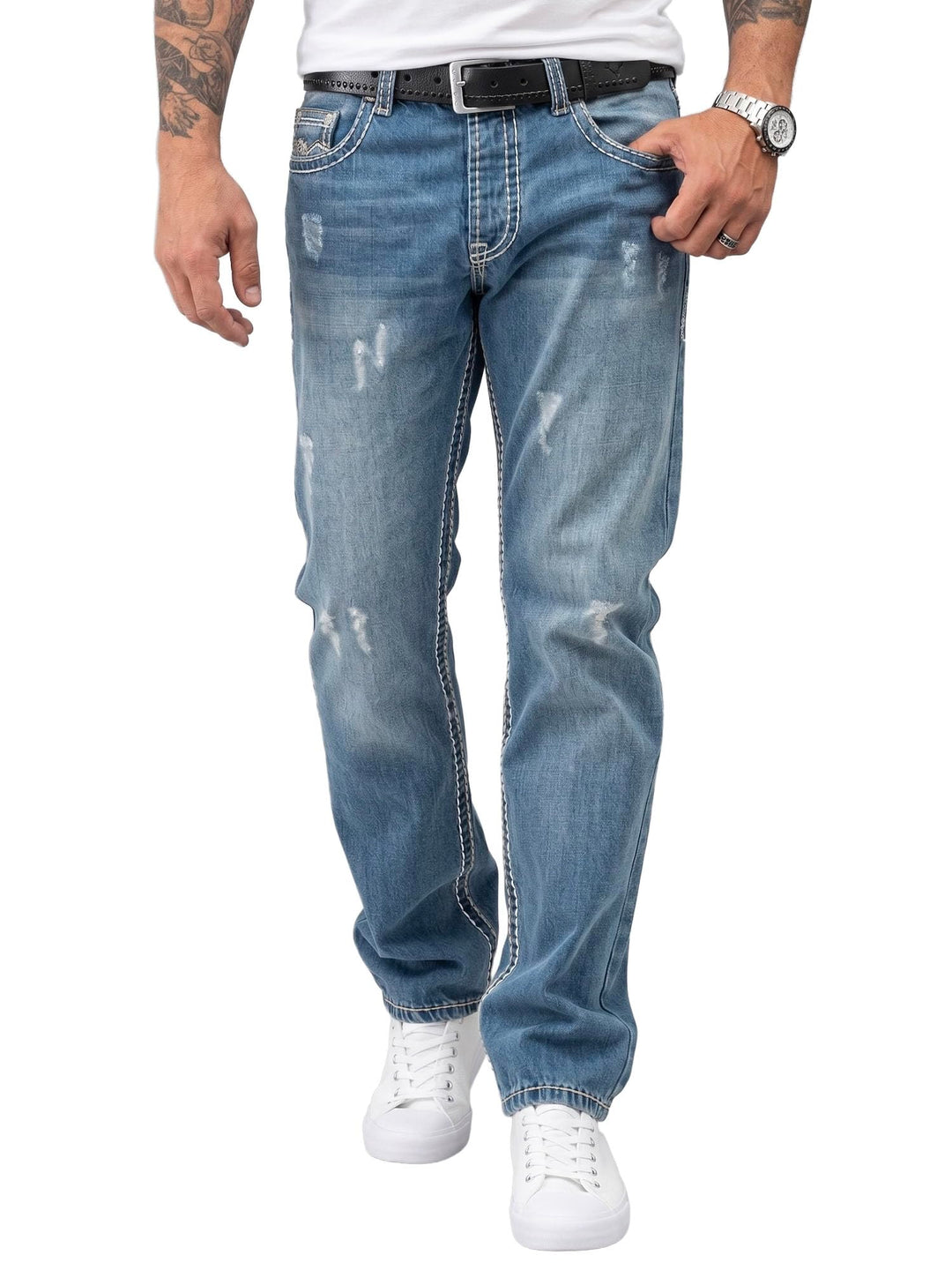 Rock Creek Herren Designer Jeans Hose Dicke Nähte Vintage Blau RC-2056 29W / 30L Blau - Rc-2268, 29W