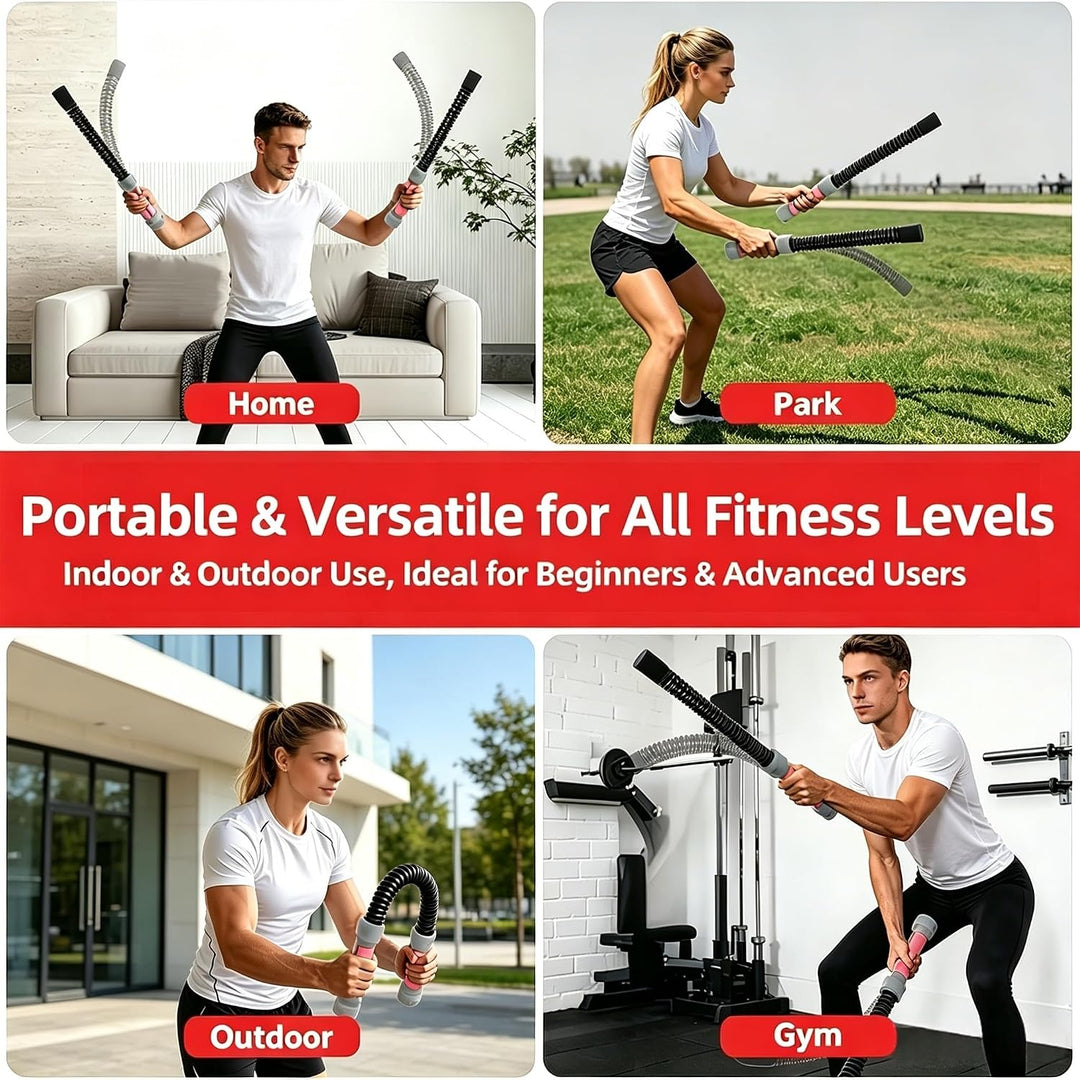 3-in-1 Seilfreie Kampfseile 2pcs, Battle Ropes mit Gummibeschichtetem Rutschfester Griff, Verdicktem