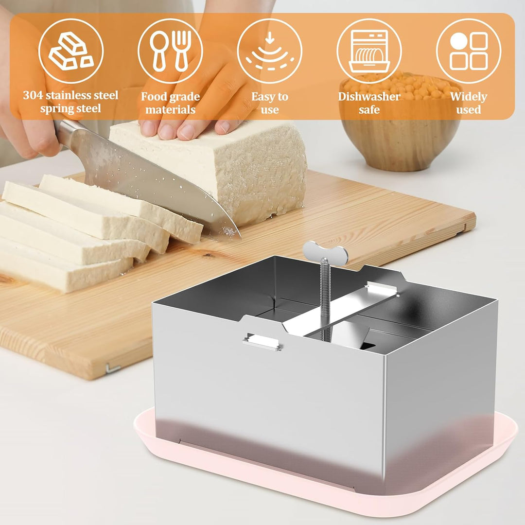 Tofupresse Edelstahl Kit, Tofu Press, Druckverstellbarer Tofu Presse, Paneer maker mit 1 Tropfschale
