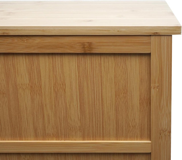 Badezimmerschrank HWC-B18, Regal Kommode, 4 Türen Bambus 100x50x30cm