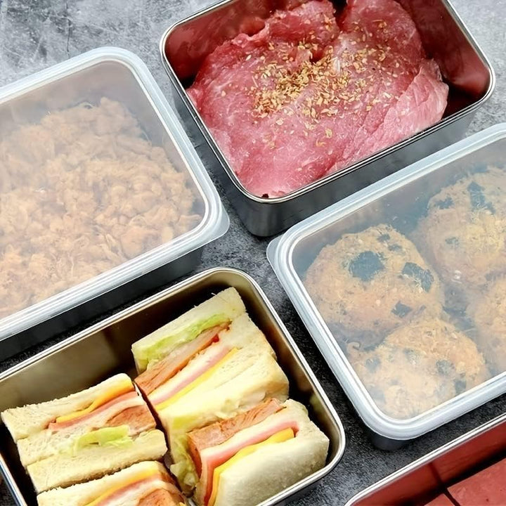 MVSR 6 Stück Frischhaltedosen Mit Deckel, Meal Prep Boxen, Edelstahl, Backofen Gefrierschrank Geschi