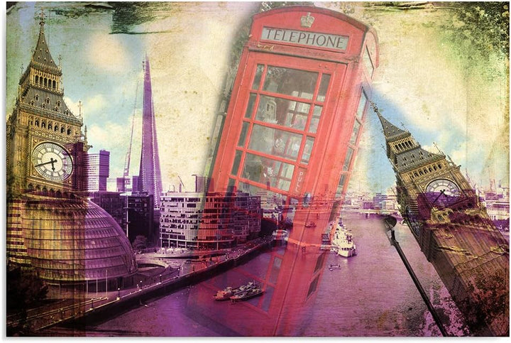 Feeby Frames, Leinwandbild, Bilder, Wand Bild, Wandbilder, Kunstdruck 70x100cm, TAMISE, LONDON, STAD