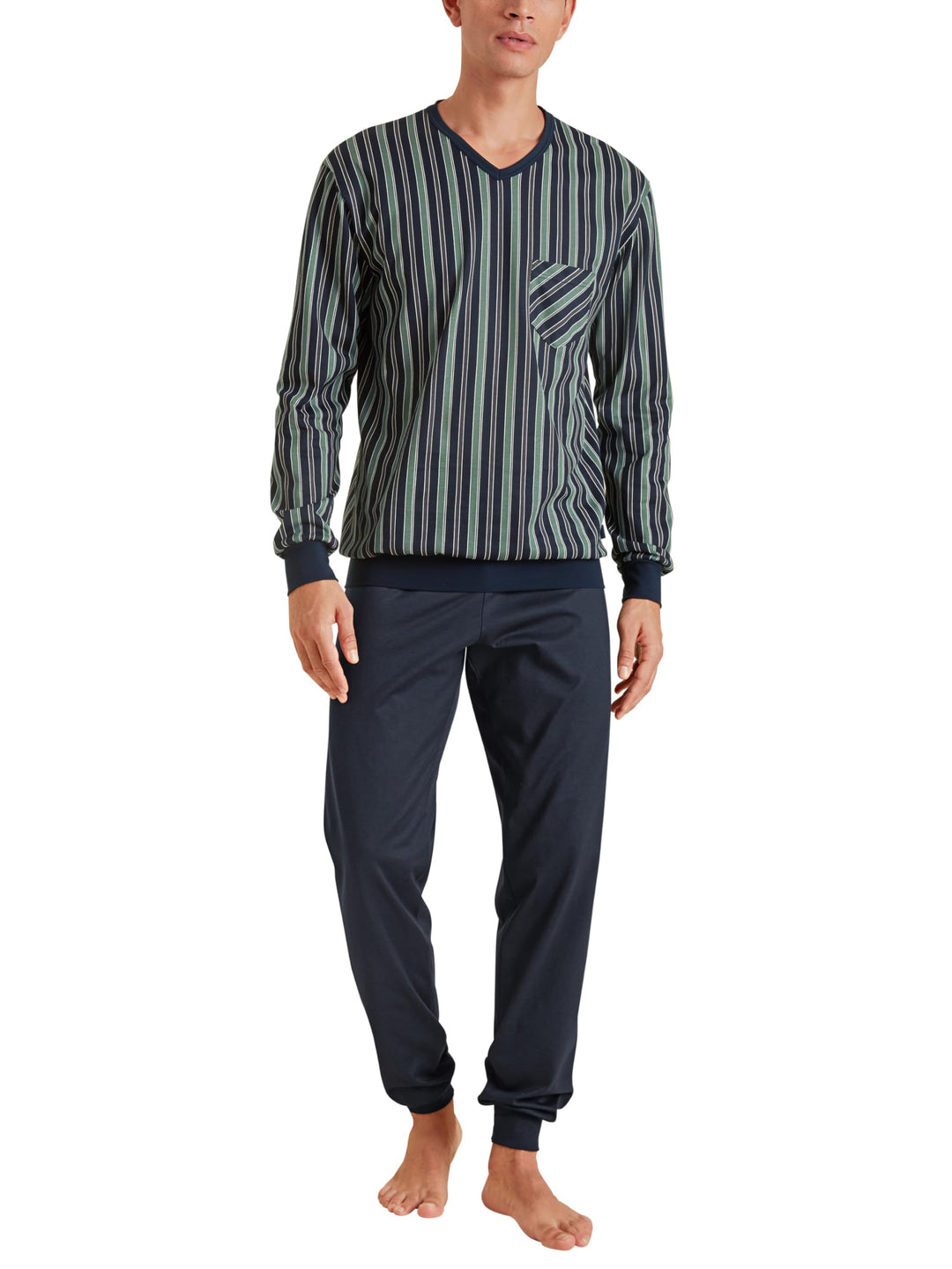 CALIDA Relax Imprint Bündchen-Pyjama Herren 50 Blue Night, 50 Blue Night