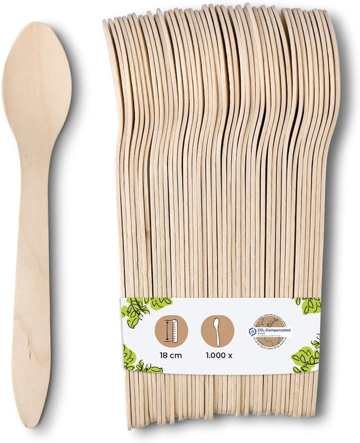 BIOZOYG Umweltfreundliche Einweg Löffel Holz I Holzbesteck Suppenlöffel Holzlöffel Einwegbesteck I b