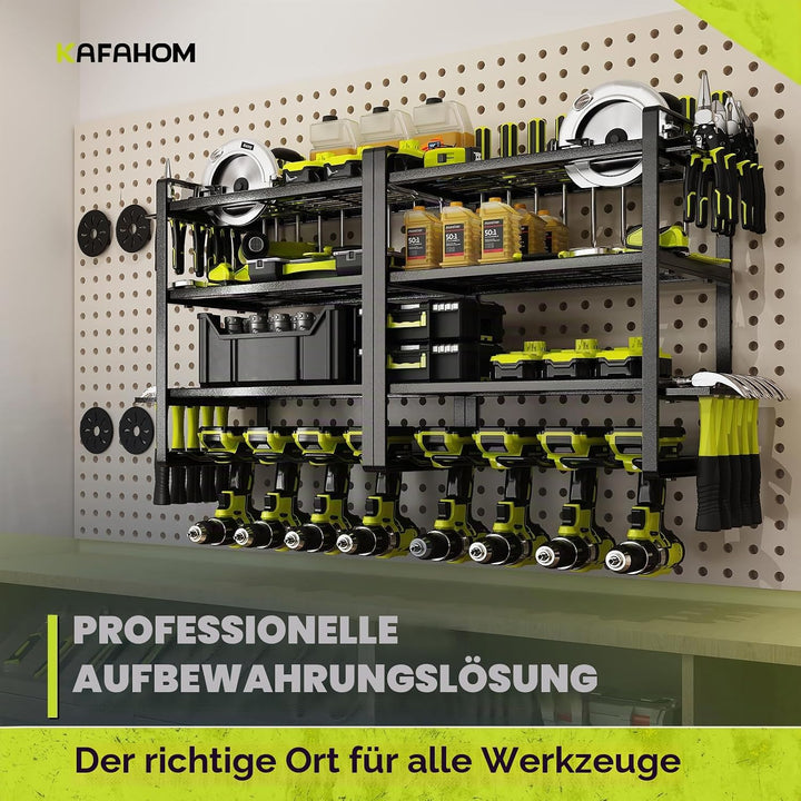 KAFAHOM Elektrowerkzeug-Organizer, 4 Schichten Garagen-Werkzeug-Organizer und Aufbewahrungsregal für