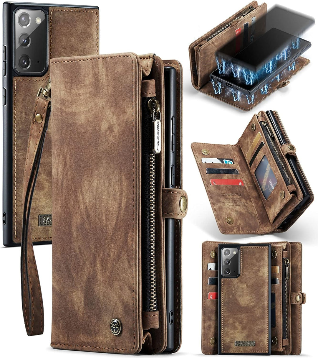 UFinetech 2-in-1 Luxus Samsung Galaxy Note 20 Hülle Case Tasche Magnetische Gute Flip Kartenfach Ket