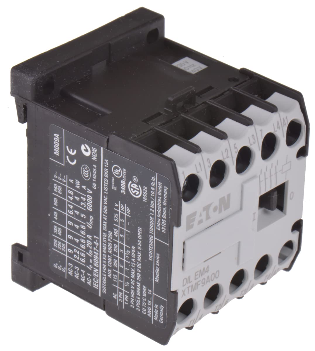 Eaton 051804 Leistungsschütz, 4-polig, 4 kW/400 V/AC3