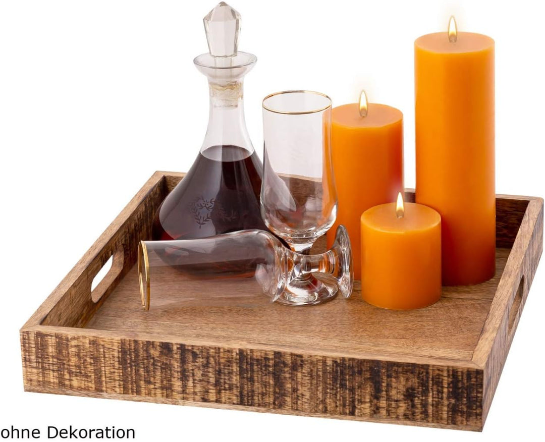 casamia Tablett Serviertablett Dekotablett Holztablett Holz Deko Tablett Mangoholz massiv Farbe Tabl