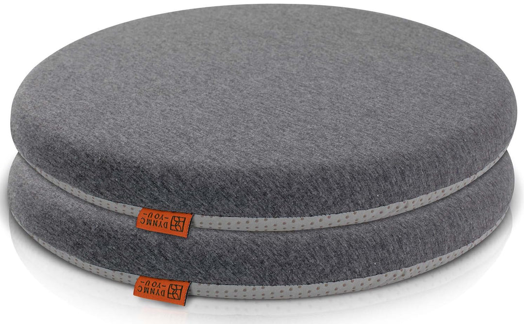 DYNMC you Sitzkissen Stuhl - Stuhlkissen 40x40 - Rund 2er Set Grau - Test SEHR GUT - Mittelhart H3 -