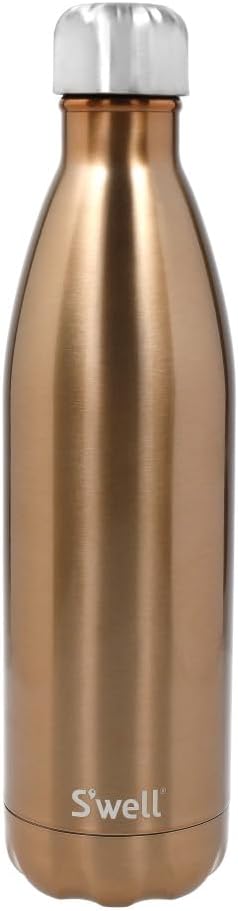 S'well Wiederverwendbare Wasserflasche aus Edelstahl, 750 ml, Pyrit, dreifach isolierte und auslaufs
