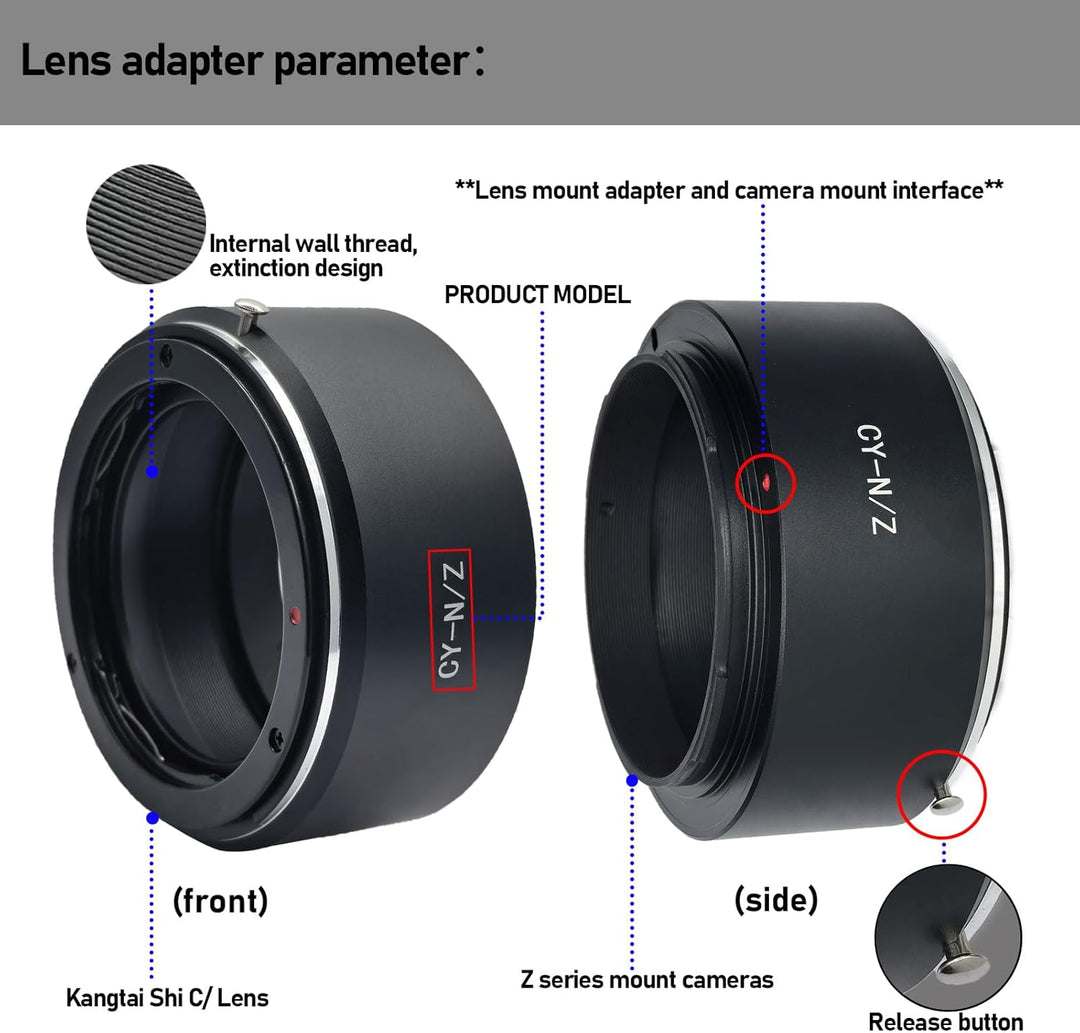 CY-Niko Z Objektivadapter Adapterring,für Contax/Yashica Objektiv Kompatibel für Nikon Z 7 und für N