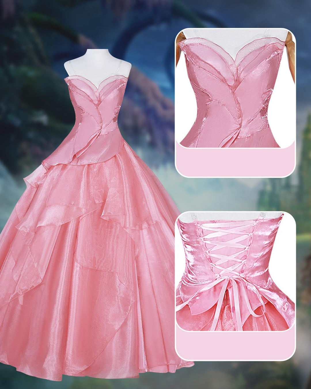 CR ROLECOS Wicked Cosplay Wicked Kostüm Halloween Karneval Party für Erwachsene Dress Up Anzug M Ros