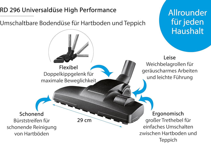 Wessel Werk RD 296 Staubsaugerdüse Universal Bodendüse für Hartboden und Teppich | ideal für Energie