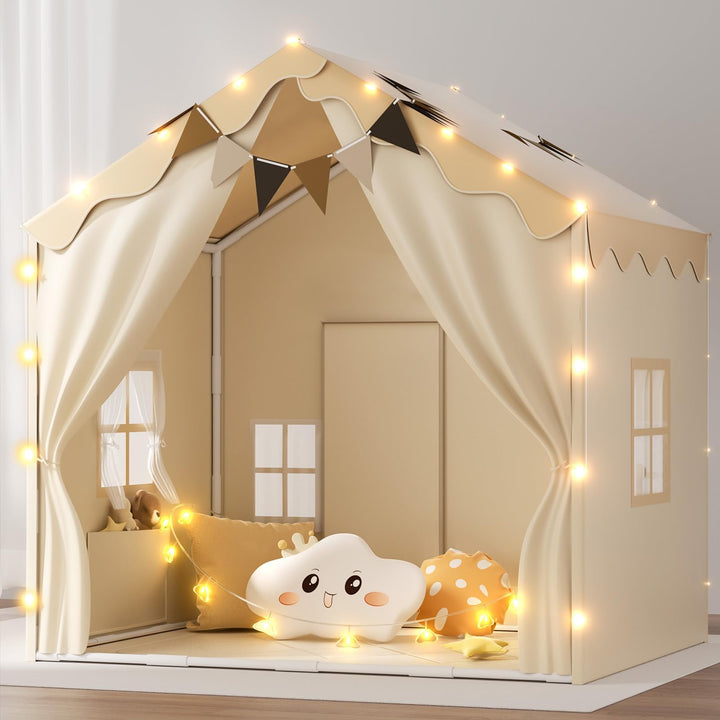 EagleStone 2-in-1 Kinderzelt mit Sternenlicht & gepolsterter Matte, Spielzelt und Bettzelt für Kinde