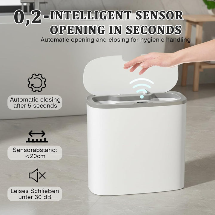 Automatischer Mülleimer 12L mit Sensor – Wandmontage & Freistehend, Elektrischer Abfalleimer mit Dec