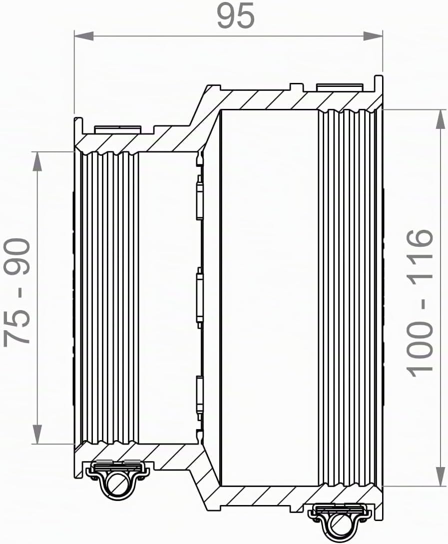 Crassus Adapterkupplung CAC 1155, EPDM / V2A, 1 Stück, 100-115 mm auf 75-90 mm, CRA12052, 100-115 mm