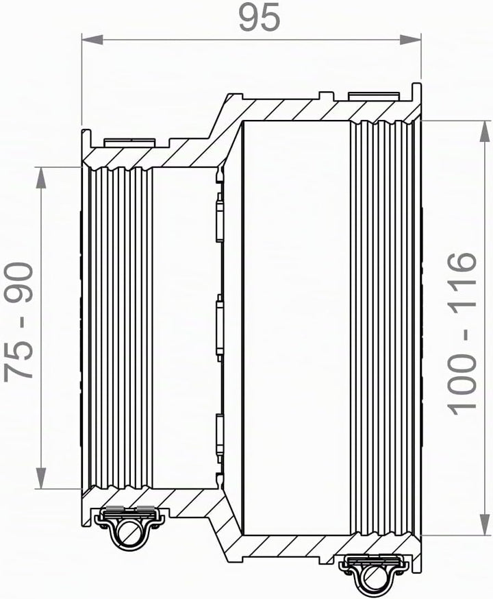Crassus Adapterkupplung CAC 1155, EPDM / V2A, 1 Stück, 100-115 mm auf 75-90 mm, CRA12052, 100-115 mm