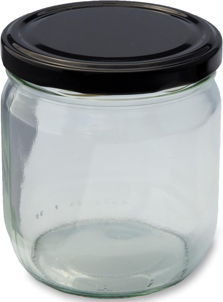 Imkado Twist-Off-Gläser (36 Stk) mit Metalldeckel (500g), abgerundeter Boden, Honigglas, Marmeladeng