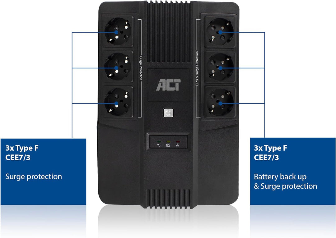 ACT Back-up USV Unterbrechungsfreie Stromversorgung Line Interactive, 600VA Batterie UPS Power Suppl