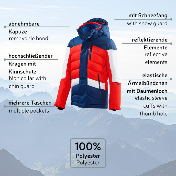 Black Crevice Kinder Skijacke I Kinder-Skijacke Grössen I Wind- & wasserdichte Kinder-Winderjacke I