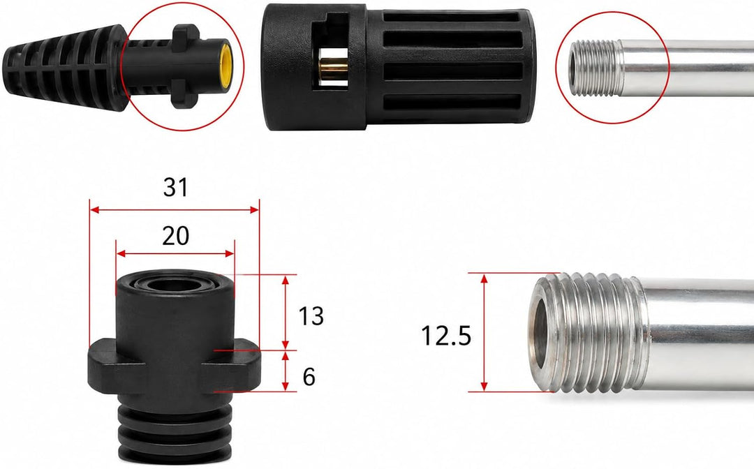M&M Smartek Adapter für Aldi Ferrex Lavor auf Kärcher Lanze Hochdruckreiniger Umrüstungskit