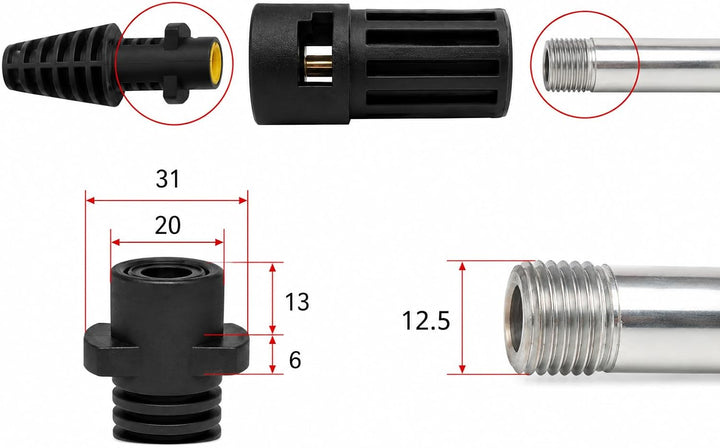 M&M Smartek Adapter für Aldi Ferrex Lavor auf Kärcher Lanze Hochdruckreiniger Umrüstungskit