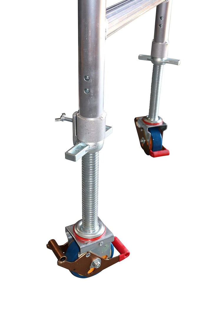 AC Steigtechnik Gerüstrollen 125 mm mit Stahlspindel, doppelt gebremst, lotrecht stehend, Set mit 4