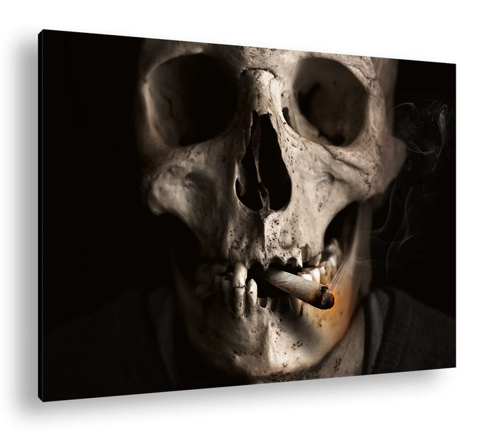 deyoli rauchender Schädel Format: 80x60 als Leinwandbild, Motiv fertig gerahmt auf Echtholzrahmen, H