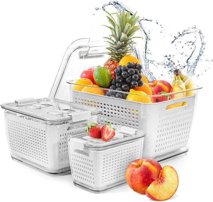 Spesh Frischhaltedosen Set Kühlschrank Organizer Wiederverwendbar Vorratsdosen 3er-Set (0,5L+1,7L+4,