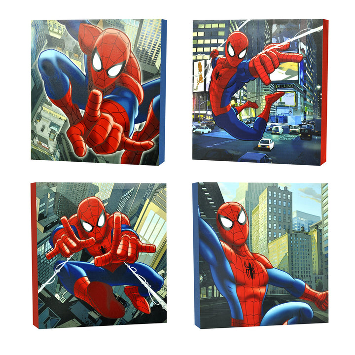 Idea Nuova Marvel Spider-Man Kunstdruck auf Leinwand, 4 Stück