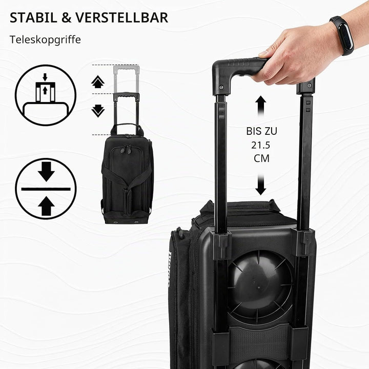 Goloni Bowling Roller Taschen,Bowling Ball Tasche,zwei Ball Bowling Tasche mit Rädern Schwarz, Schwa