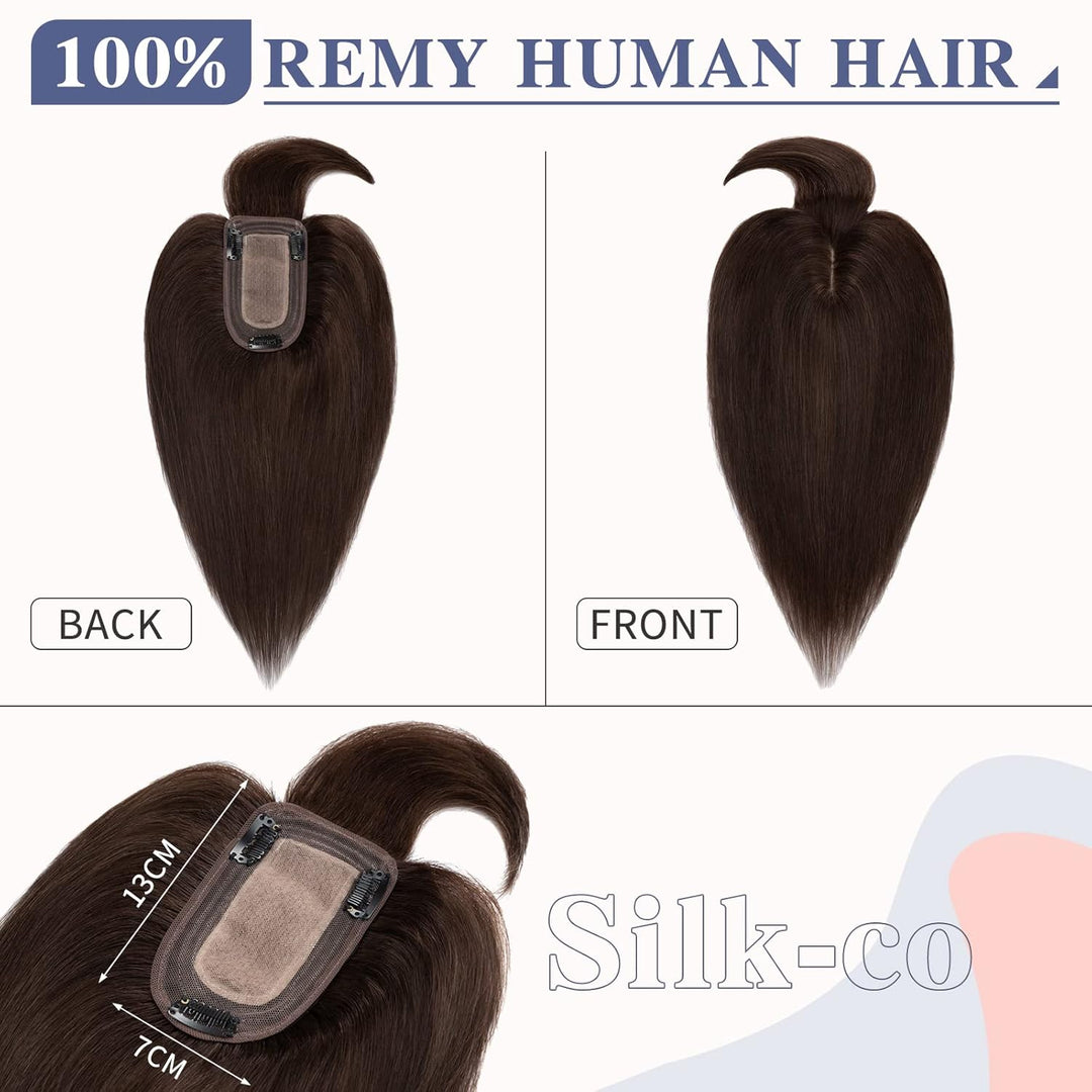 Silk-co Clip in Extension Echthaar Topeer Echthaar Haarteile Echthaar Toupet Haarverlängerung mit Fr