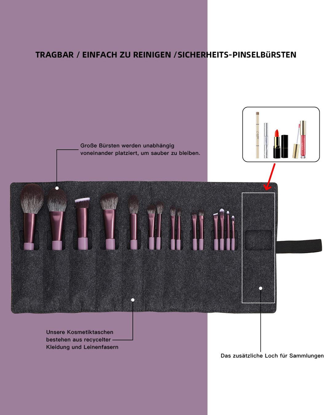 EIGSHOW Makeup Pinsel Set, 15 Stück Professionelle Kosmetikpinsel, vegane Schminkpinsel, hochwertige