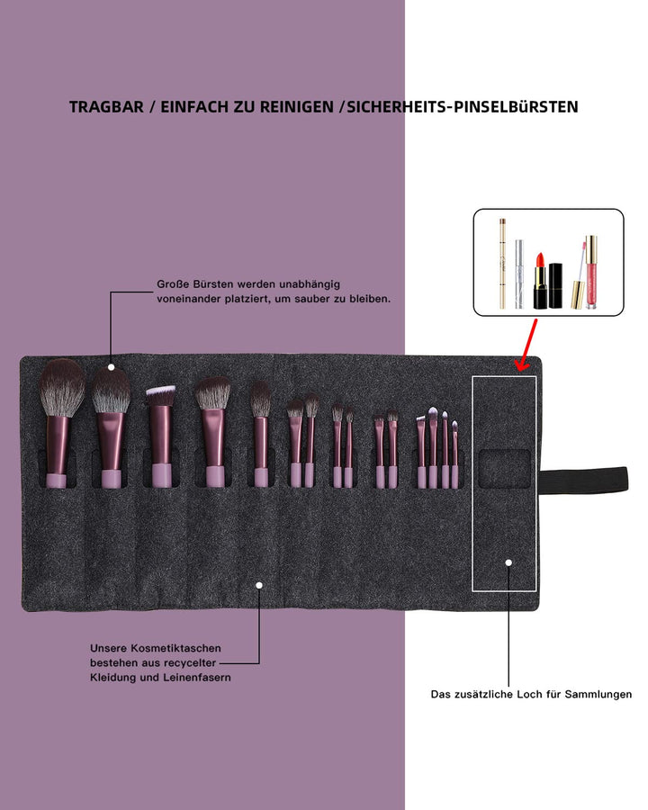 EIGSHOW Makeup Pinsel Set, 15 Stück Professionelle Kosmetikpinsel, vegane Schminkpinsel, hochwertige
