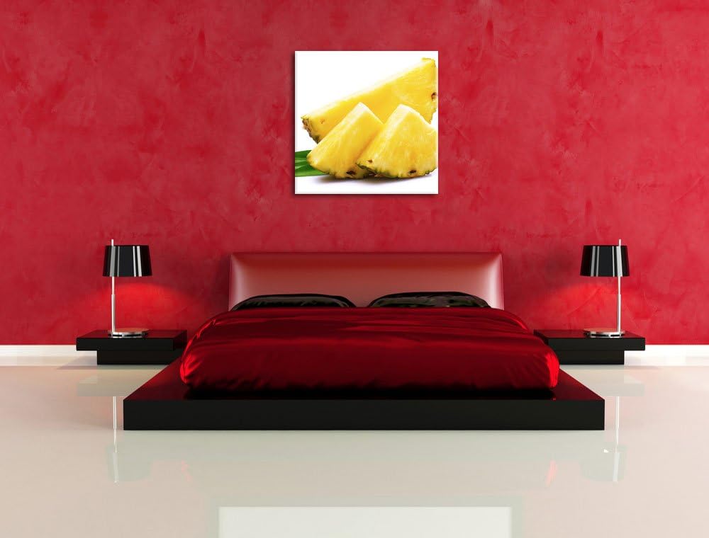 Saftige Ananasscheiben, Format: 70x70 auf Leinwand, XXL riesige Bilder fertig gerahmt mit Keilrahmen