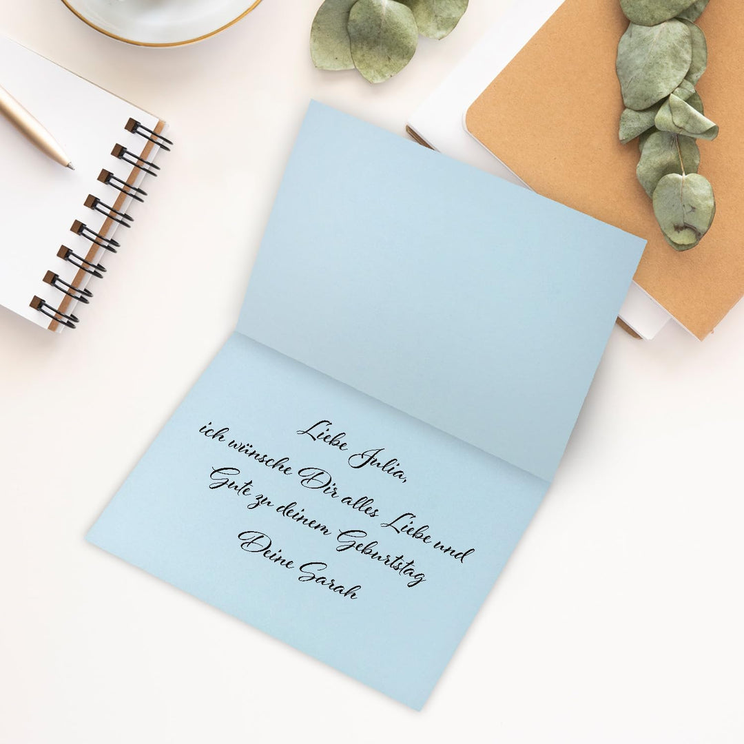 100 Faltkarten B6 - Hellblau - PREMIUM QUALITÄT - 11,5 x 17 cm - sehr formstabil - für Drucker geeig