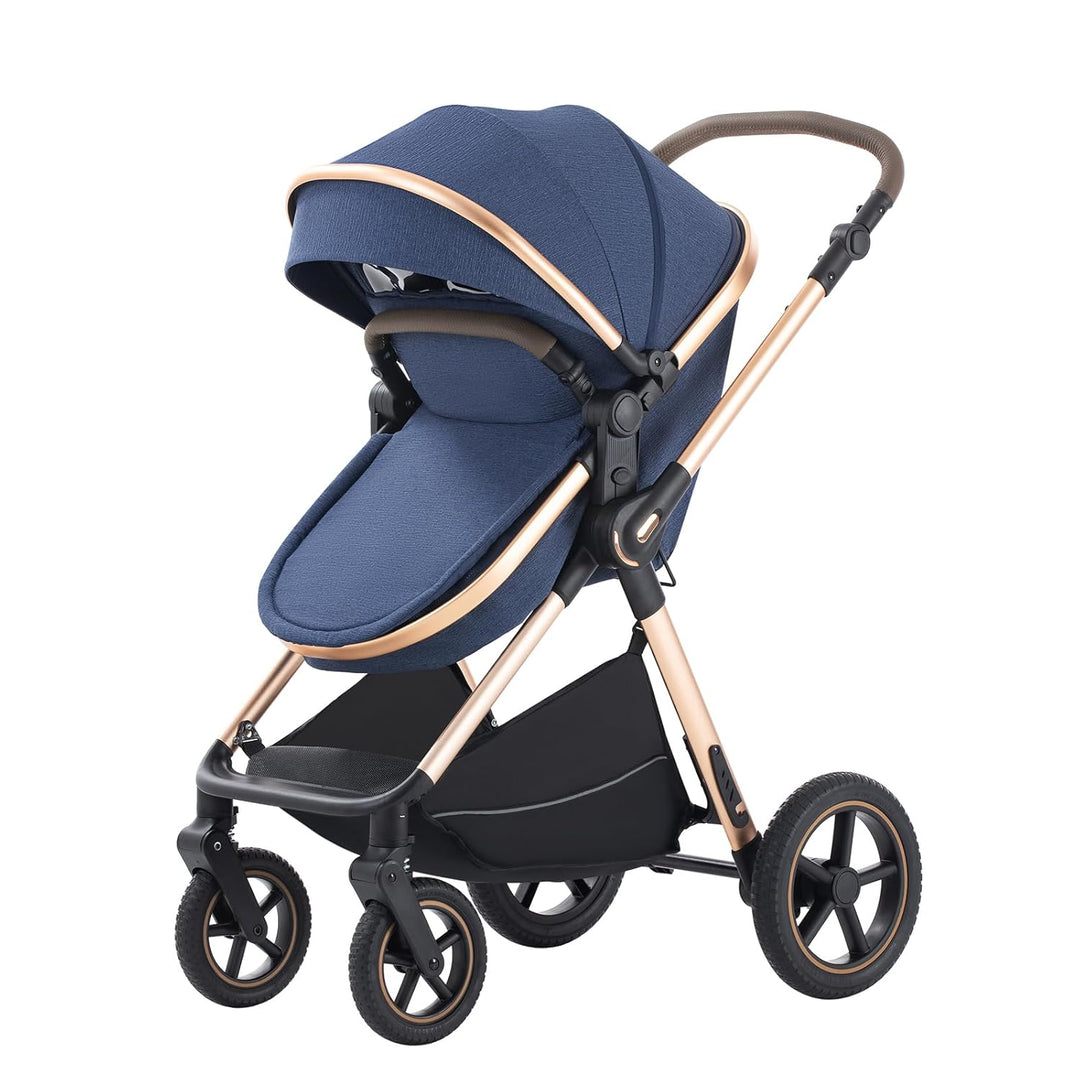 Shineey kinderwagen 3 in 1 Buggy Babybett Komplett Set Einem Klick Zusammenklappbarer Kinderwagen, 3
