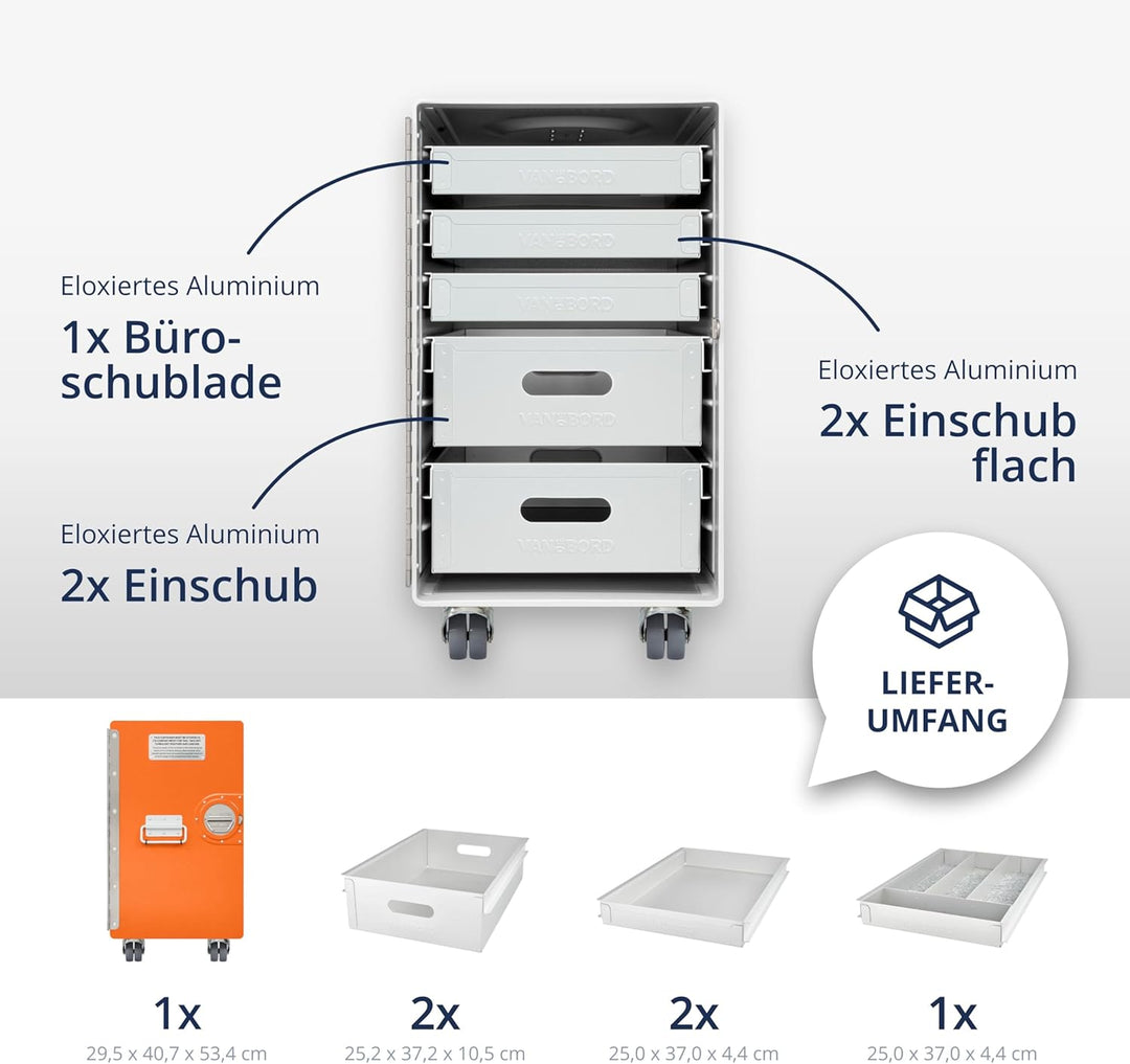 Rollcontainer mit Schubladen, mobiler Aktenschrank, Metallschrank, Schubladenschrank Küche, Druckert