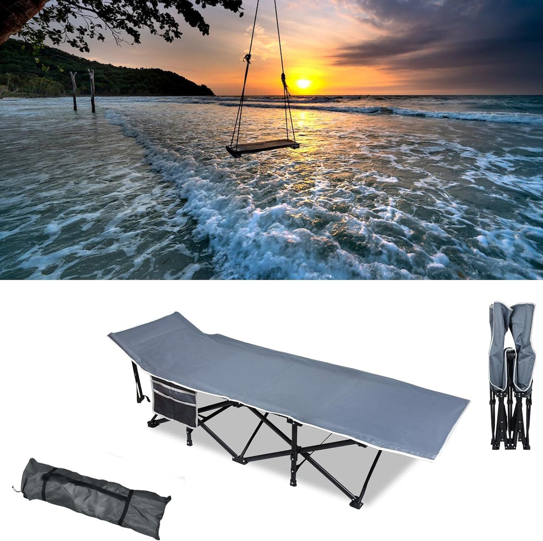 HENGMEI Feldbett Klappbar Campingbett Feldbetten Feldbetten Klappbar Bett mit Seitentasche Tragetasc