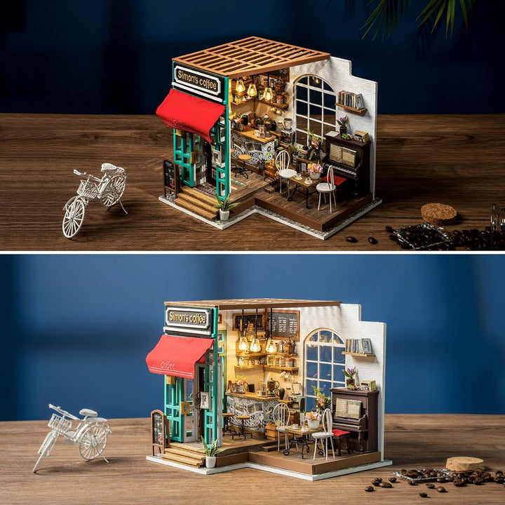 Rolife Puppenhaus Miniatur DIY Kit Coffeeshop Rollenspiel Spielzeug Puppenhaus Zimmer Modell Teenage