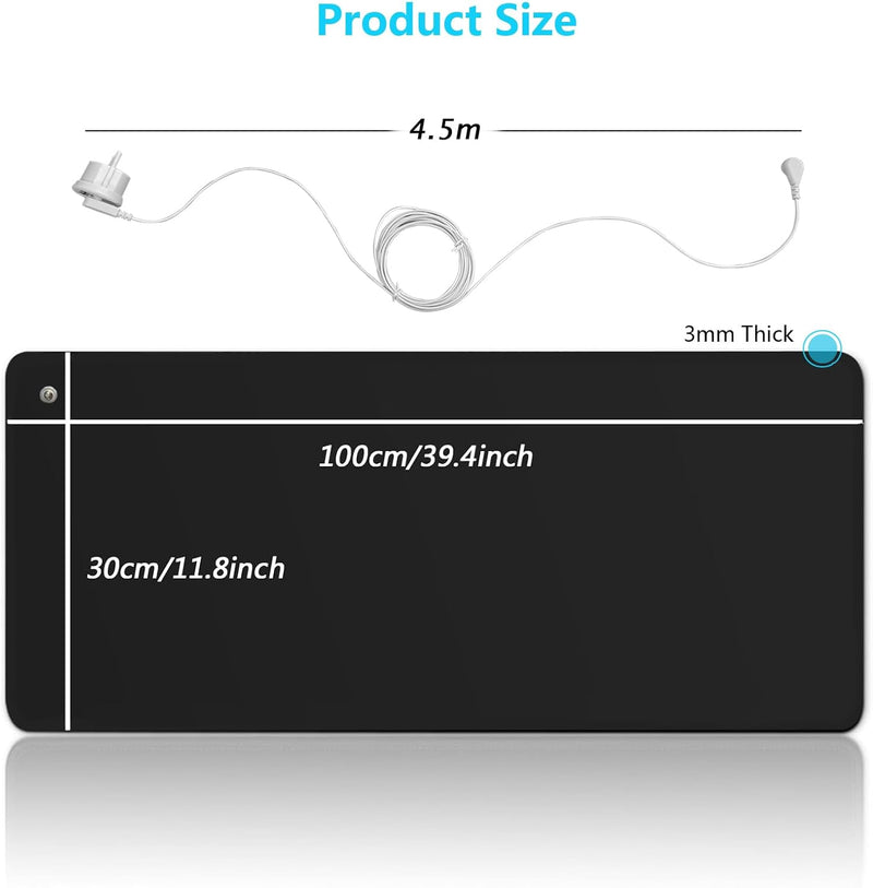 Erdungsmatte Grounding Sheet 100 x 30 cm Computer-Mauspad mit EU Erdungskabel Universal Erdungsmatte