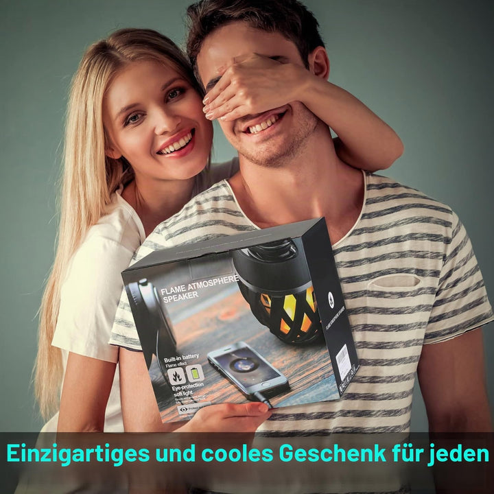 2 PCS Bluetooth Lautsprecher mit Flammen Effekt,IP65 Wasserdicht Outdoor-Bluetooth-Lautsprecher,Camp