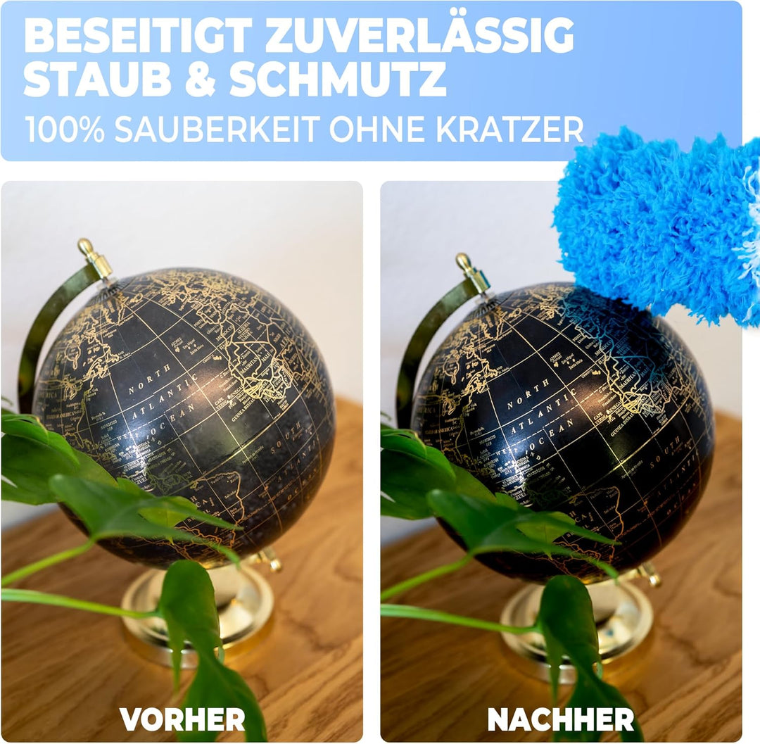 GlanzPure Staubwedel Teleskop-lang ausziehbar bis 2,5m und waschbar,biegbarer und kratzfreier Staubw