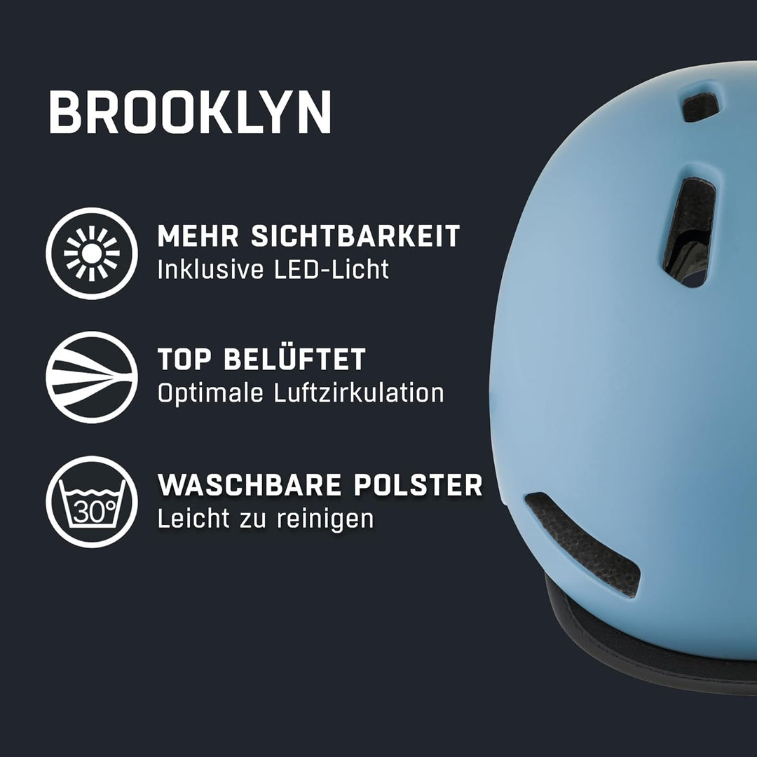 ALPINA BROOKLYN - Beleuchteter, Robuster und Komfortabler Urban Fahrradhelm Mit LED-Licht Für Erwach