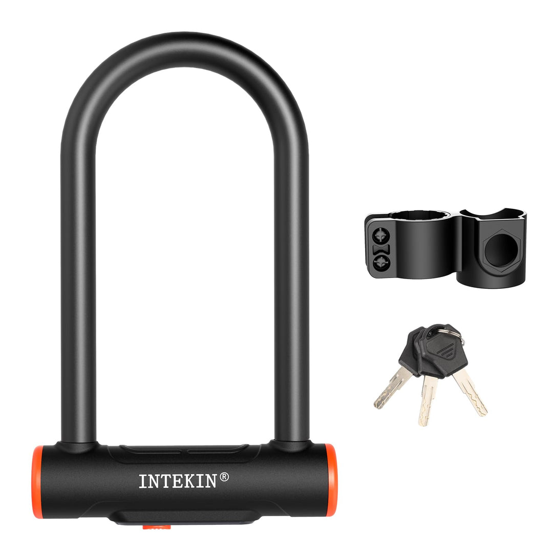 INTEKIN Fahrradschloss mit 16mm starkem Bügel, Fahrrad Bügelschloss mit Halterung, schweres Fahrrad