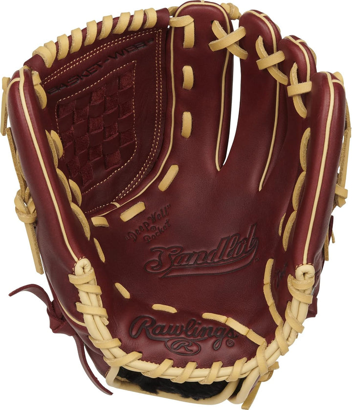 Rawlings Sandlot Baseball-Handschuh-Serie Linke Hand Wurf Infield / Krug Korbgeflecht, 30,5 cm, Burg