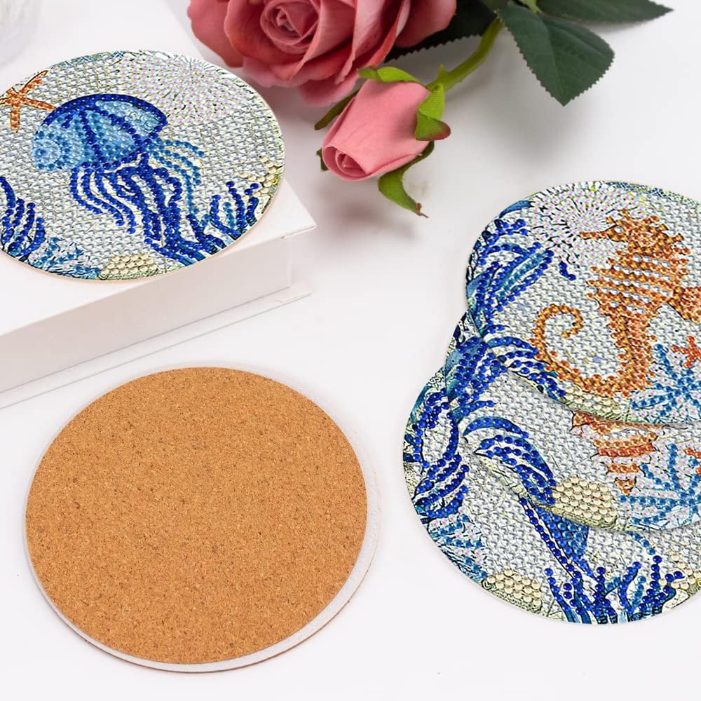 Diamond Painting Untersetzer, DIY Diamant Malerei Glasuntersetzer mit Halter, rutschfest Getränke Un