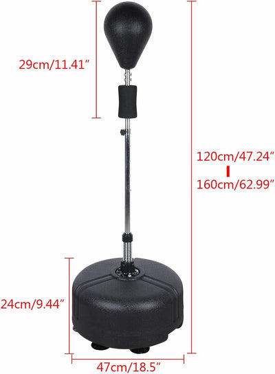Punchingball Boxstand Boxsack Stehend 120-160cm Höhenverstellbarer Standboxball Stahlfeder Bounce Ba